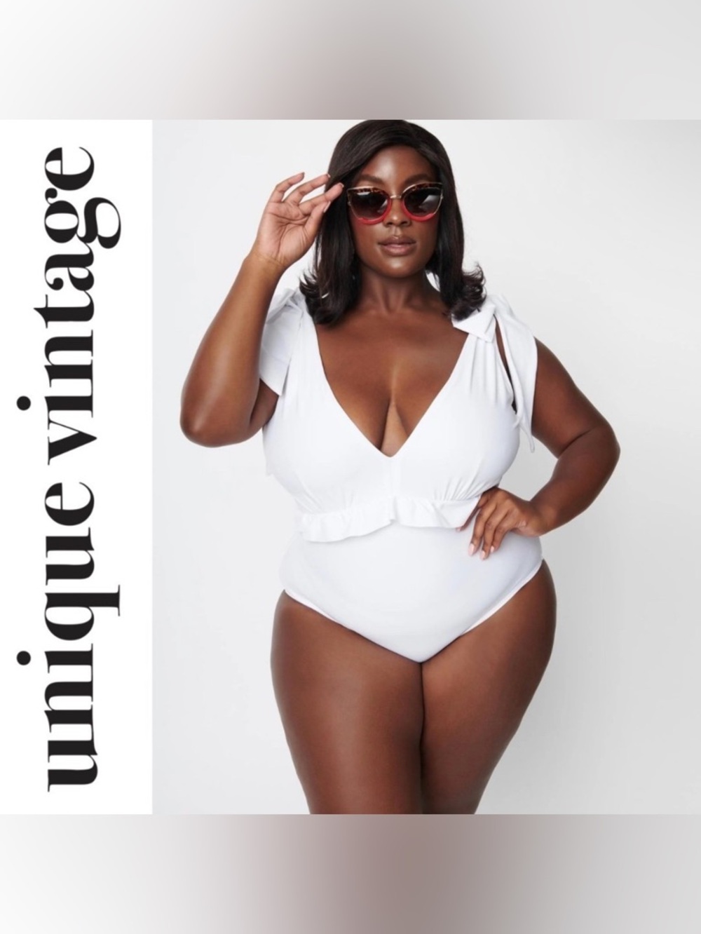 Unique Vintage 70s Bridal White Plunge One Piece Swimsuit, Small, NWT!